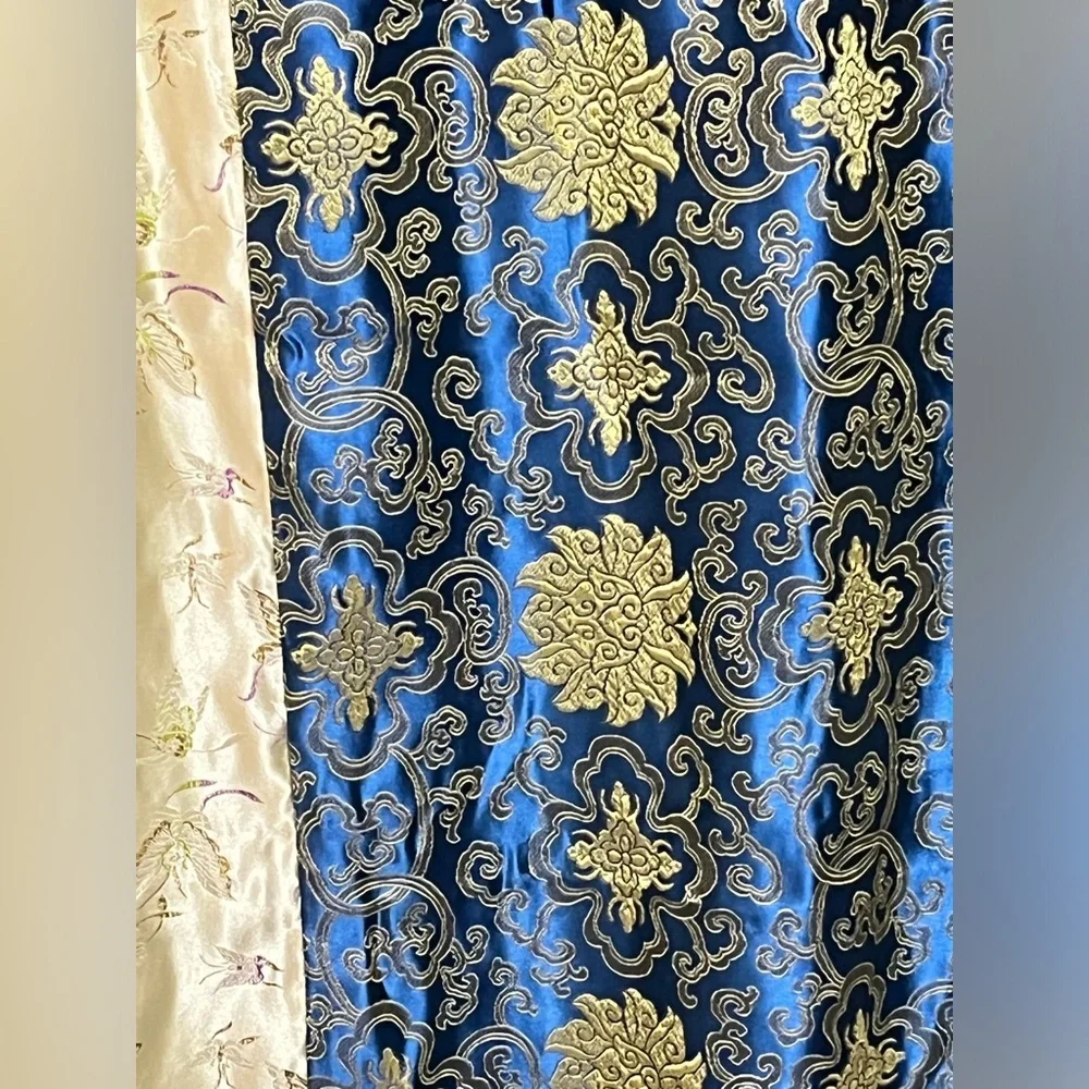 VERATEX SHOWER CURTAIN ASIAN MOTIFS PATCHWORK FLORAL AND BUTTERFLY PRINT: